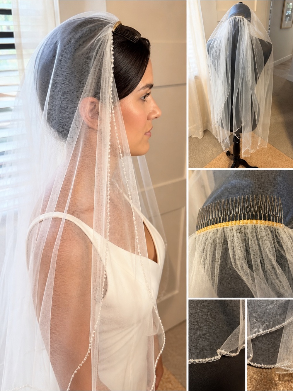 Kleinfeld Swarovski crystal veil ✨ bridal ivory veil with comb